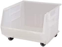 Quantum Storage - 100 Lb. Load Capacity, 18" Deep, Clear Polypropylene Hopper Stacking Bin - 11" High x 16-1/2" Wide x 18" Long - Industrial Tool & Supply