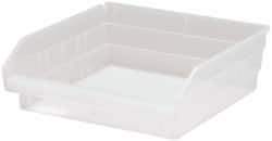 Quantum Storage - 30 Lb. Load Capacity, 11-5/8" Deep, Clear Polypropylene Hopper Shelf Bin - 4" High x 11-1/8" Wide x 11-5/8" Long - Industrial Tool & Supply