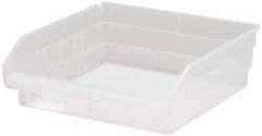 Quantum Storage - 30 Lb. Load Capacity, 11-5/8" Deep, Clear Polypropylene Hopper Shelf Bin - 4" High x 11-1/8" Wide x 11-5/8" Long - Industrial Tool & Supply