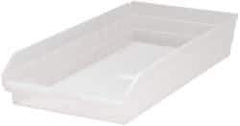 Quantum Storage - 50 Lb. Load Capacity, 23-5/8" Deep, Clear Polypropylene Hopper Shelf Bin - 4" High x 11-1/8" Wide x 23-5/8" Long - Industrial Tool & Supply