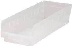 Quantum Storage - 40 Lb. Load Capacity, 17-7/8" Deep, Clear Polypropylene Hopper Shelf Bin - 4" High x 6-5/8" Wide x 17-7/8" Long - Industrial Tool & Supply