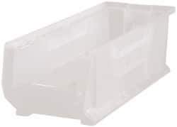 Quantum Storage - 125 Lb. Load Capacity, 23-7/8" Deep, Clear Polypropylene Hopper Stacking Bin - 7" High x 8-1/4" Wide x 23-7/8" Long - Industrial Tool & Supply