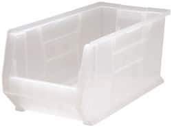Quantum Storage - 125 Lb. Load Capacity, 23-7/8" Deep, Clear Polypropylene Hopper Stacking Bin - 10" High x 11" Wide x 23-7/8" Long - Industrial Tool & Supply