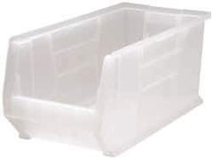 Quantum Storage - 125 Lb. Load Capacity, 23-7/8" Deep, Clear Polypropylene Hopper Stacking Bin - 10" High x 11" Wide x 23-7/8" Long - Industrial Tool & Supply