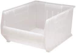 Quantum Storage - 125 Lb. Load Capacity, 23-7/8" Deep, Clear Polypropylene Hopper Stacking Bin - 12" High x 18-1/4" Wide x 23-7/8" Long - Industrial Tool & Supply
