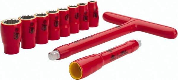 Wiha - 10 Piece 3/8" Drive Socket Set - 12 Points, 8mm to 19mm Range, Metric Measurement Standard - Industrial Tool & Supply