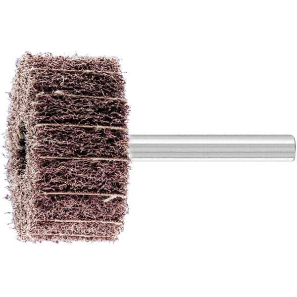 PFERD - 1-1/2" Diam x 3/4" Face Width, Aluminum Oxide Nonwoven Mounted Flap Wheel - 1/4" Shank Mount, 100 Grit, 15,000 Max RPM - Industrial Tool & Supply