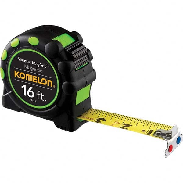 Komelon - 16' x 1" Yellow Blade Tape Measure - Industrial Tool & Supply