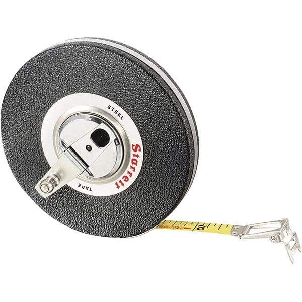 Starrett - 100' x 3/8" Yellow Blade Tape Measure - 1/8" Graduation, L1 Graduation Style, Black Case - Industrial Tool & Supply