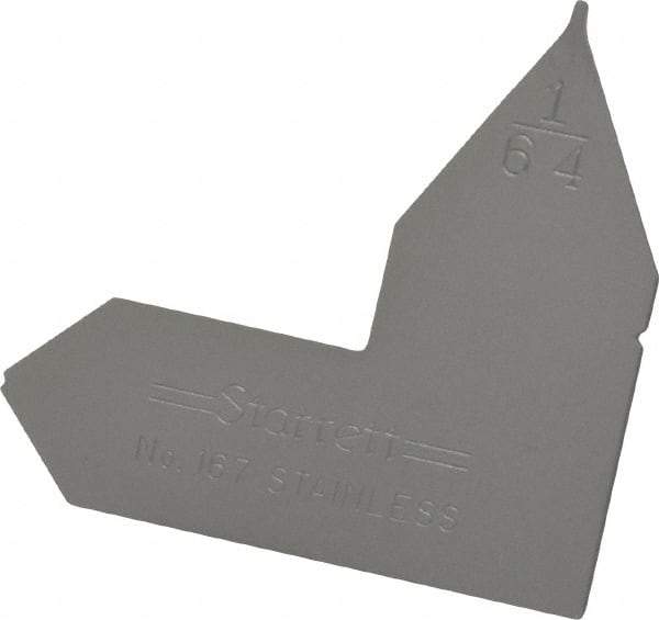 Starrett - 1/64 Inch Radius Gage - Satin Chrome Finish, Stainless Steel - Industrial Tool & Supply