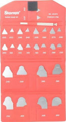 Starrett - 26 Piece, 0.01 to 1/2 Inch Radius, Stainless Steel Radius Gage Set - Satin Chrome Coated - Industrial Tool & Supply