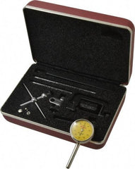 Starrett - 10 Piece, 2.5mm to 5mm Measuring Range, 1-7/16" Dial Diam, 0-100 Dial Reading, Yellow Dial Test Indicator Kit - 0.02mm Dial Graduation - Industrial Tool & Supply
