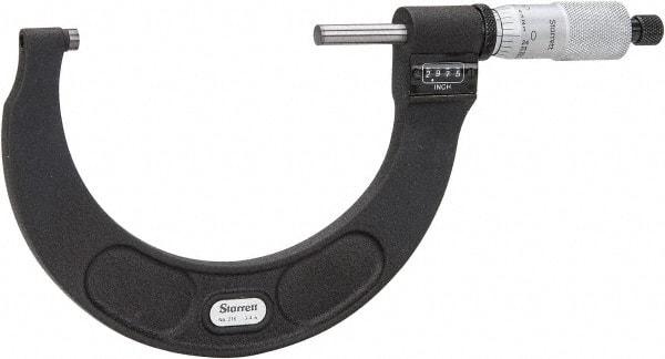 Starrett - 3 to 4" Range, 0.0001" Graduation, Mechanical Outside Micrometer - Ratchet Stop Thimble, Accurate to 0.0001", Digital Counter - Industrial Tool & Supply