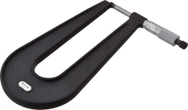 Starrett - 0 to 1" Range, 0.001" Graduation, Mechanical Outside Micrometer - Ratchet Stop Thimble, 6" Throat Depth, Accurate to 0.0001" - Industrial Tool & Supply