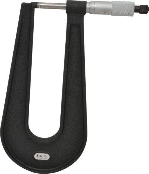 Starrett - 0 to 1" Range, 0.001" Graduation, Mechanical Outside Micrometer - Ratchet Stop Thimble, 6" Throat Depth, Accurate to 0.0001" - Industrial Tool & Supply