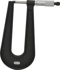 Starrett - 0 to 1" Range, 0.001" Graduation, Mechanical Outside Micrometer - Ratchet Stop Thimble, 6" Throat Depth, Accurate to 0.0001" - Industrial Tool & Supply