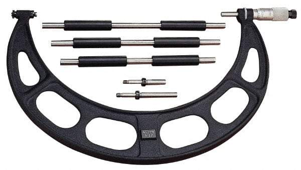 Starrett - Mechanical, 0 to 100 mm Range, Interchangeable Anvil Micrometer - Ratchet Stop Thimble, 0.01 mm Graduation - Industrial Tool & Supply