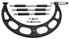 Starrett - Mechanical, 0 to 100 mm Range, Interchangeable Anvil Micrometer - Ratchet Stop Thimble, 0.01 mm Graduation - Industrial Tool & Supply