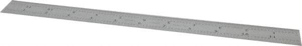 Starrett - 12" Long, 1/64, 1/50, 1/32, 1/10" Graduation, Flexible Steel Rule - 3R Graduation Style, 1" Wide, Silver, Satin Chrome Finish - Industrial Tool & Supply