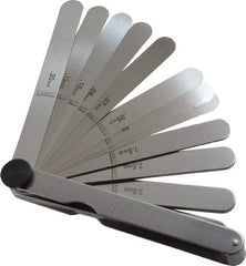 Starrett - 13 Piece, 0.04 to 5mm Parallel Feeler Gage Set - 4-1/2" Long x 1/2" Wide, Tempered Steel - Industrial Tool & Supply
