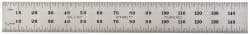 Starrett - 150mm Long, 0.5, 1mm Graduation, Flexible Spring Steel Rule - Metric Graduation Style, 3/4" Wide, Silver, Satin Chrome Finish - Industrial Tool & Supply