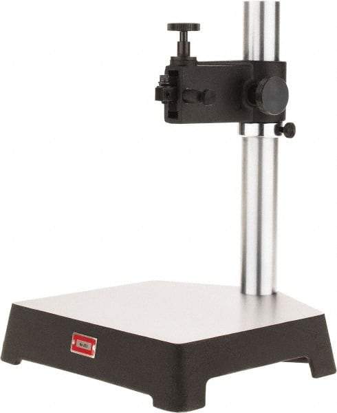 Starrett - Cast Iron (Base), Rectangular Base, Comparator Gage Stand - 13-21/32" High, 10-3/32" Base Length x 9-39/64" Base Width x 2-5/32" Base Height, Includes Holder - Industrial Tool & Supply