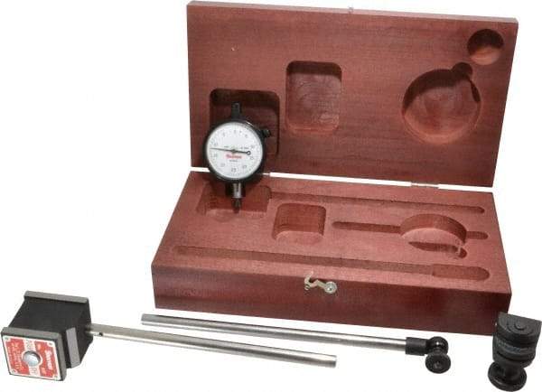 Starrett - 0.0005" Graduation, 1/8" Max Meas, 0-25-0 Dial Reading, Dial Indicator & Base Kit - 1-15/16" Base Length x 1-5/8" Base Width x 1-7/8" Base Height - Industrial Tool & Supply