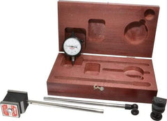 Starrett - 0.0005" Graduation, 1/8" Max Meas, 0-25-0 Dial Reading, Dial Indicator & Base Kit - 1-15/16" Base Length x 1-5/8" Base Width x 1-7/8" Base Height - Industrial Tool & Supply