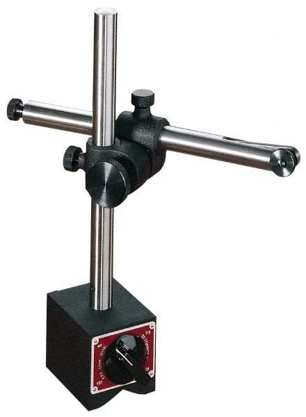 Starrett - 250 Lb Magnetic Force, Fine Adjustment Indicator Positioner & Holder with Base - Post & Rod, 3" Base Height, 3-1/2" Base Length, 3" Base Width - Industrial Tool & Supply