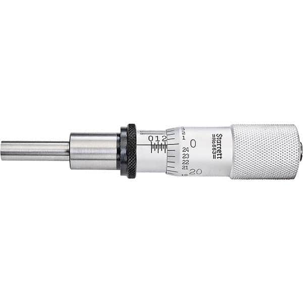 Starrett - 1 Inch, 13/16 Inch Plain Thimble, 0.3 Inch Diameter x 1-1/4 Inch Long Spindle, Mechanical Micrometer Head - Industrial Tool & Supply
