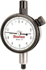 Starrett - 0.025" Range, 0-5-0 Dial Reading, 0.0001" Graduation Dial Drop Indicator - 1-11/16" Dial, 0.01" Range per Revolution - Industrial Tool & Supply