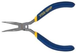 Irwin - 5" Long, 1-1/4" Jaw Length Smooth Jaw, Bent Nose Plier - Dipped Vinyl Handle - Industrial Tool & Supply