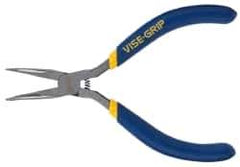 Irwin - 5" Long, 1-1/4" Jaw Length Smooth Jaw, Bent Nose Plier - Dipped Vinyl Handle - Industrial Tool & Supply