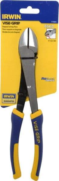 Irwin - 10" OAL, 14 AWG Capacity, Semi-Flush Diagonal Cutter - 1-7/16" Jaw Length x 1-3/16" Jaw Width, Oval Head, ProTouch Handle - Industrial Tool & Supply