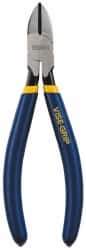 Irwin - 6" OAL, 16 AWG Capacity, Semi-Flush Diagonal Cutter - 7/8" Jaw Length x 13/16" Jaw Width, Oval/Tapered Head, Dipped Vinyl Handle - Industrial Tool & Supply