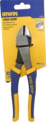 Irwin - 8" OAL, 14 AWG Capacity, Semi-Flush Diagonal Cutter - 7/8" Jaw Length x 1-1/8" Jaw Width, Oval/Angled Head, ProTouch Handle - Industrial Tool & Supply