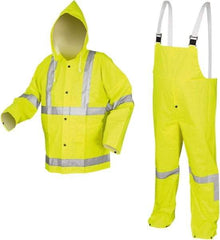 MCR Safety - Size 2XL, High Visibility Lime, High Visibility Three Piece Suit - Detachable Hood, Take Up Snaps Ankle, Take Up Snaps Wrist - Industrial Tool & Supply