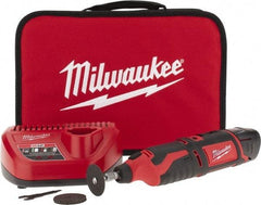 Milwaukee Tool - 12 Volt, Cordless Rotary Tool Kit - 5,000 to 32,000 RPM, Battery Included - Industrial Tool & Supply