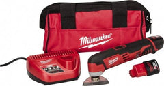Milwaukee Tool - 12 Volt, Cordless Multi Tool Kit - 5,000 to 20,000 RPM, Battery Included - Industrial Tool & Supply