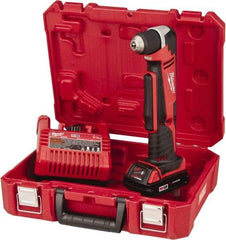 Milwaukee Tool - 18 Volt 3/8" Chuck Right Angle Handle Cordless Drill - 0-1500 RPM, Keyless Chuck, Reversible, 1 Lithium-Ion Battery Included - Industrial Tool & Supply