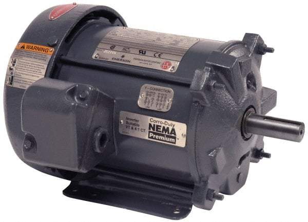 US Motors - 1 hp, TEFC Enclosure, No Thermal Protection, 850 RPM, 230/460 Volt, 60 Hz, Three Phase Premium Efficient Motor - Size 182 Frame, Rigid Mount, 1 Speed, Ball Bearings, 4.5/2.2 Full Load Amps, F Class Insulation, Reversible - Industrial Tool & Supply