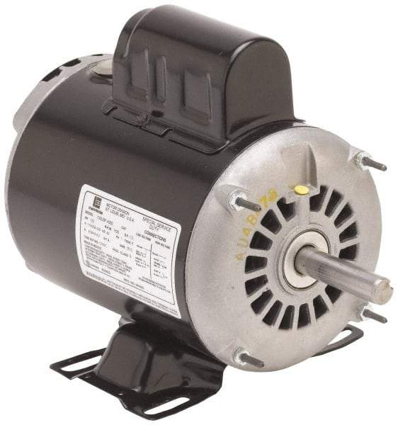 US Motors - 5 hp, ODP Enclosure, No Thermal Protection, 1,740 RPM, 230 Volt, 60 Hz, Single Phase Permanent Split Capacitor (PSC) Motor - Size 215 Frame, Rigid Mount, 1 Speed, Ball Bearings, 22 Full Load Amps, F Class Insulation - Industrial Tool & Supply