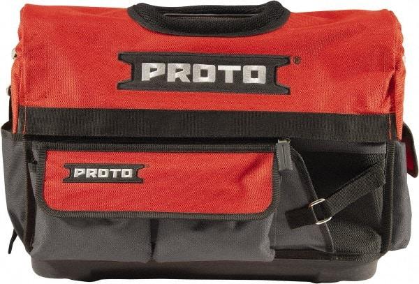 Proto - 10 Pocket Gray & Red Polyester Tool Bag - 20" Wide x 11" Deep x 15" High - Industrial Tool & Supply