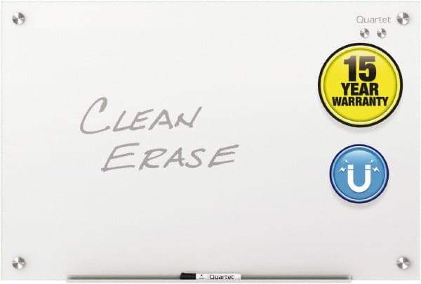 Quartet - 36" High x 48" Wide Magnetic Dry Erase Board - Glass, Includes Dry-Erase Marker, (2) Rare-Earth Magnets & Mounting Kit - Industrial Tool & Supply