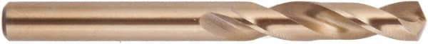 National Twist Drill - 0.397" 135° Spiral Flute Cobalt Screw Machine Drill Bit - Gold Finish Finish, Right Hand Cut, 1-15/16" Flute Length, 3-5/16" OAL, Split Point, Straight Shank - Industrial Tool & Supply