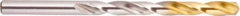 National Twist Drill - Letter S 135° High Speed Steel Jobber Drill - TiN Finish, Right Hand Cut, Spiral Flute, Straight Shank, 4-7/8" OAL, Split Point - Industrial Tool & Supply