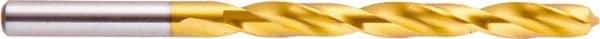 National Twist Drill - 15/32" 118° High Speed Steel Jobber Drill - TiN Finish, Right Hand Cut, Spiral Flute, Straight Shank, 5-3/4" OAL - Industrial Tool & Supply