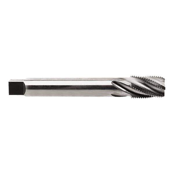 Regal Cutting Tools - 1/4-18 NPTF, 4 Flutes, Taper Chamfer, Bright Finish, High Speed Steel, Spiral Flute Pipe Tap - Right Hand Flute, 9/16" Shank Diam, 15/16" Thread Length, 3/8" Square Size, - Industrial Tool & Supply