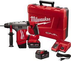 Milwaukee Tool - 18 Volt 1-1/8" SDS Plus Chuck Cordless Rotary Hammer - 0 to 5,000 BPM, 0 to 1,300 RPM, Reversible - Industrial Tool & Supply