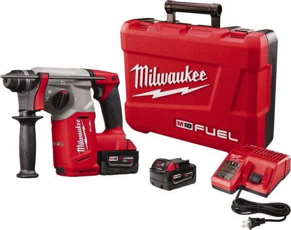 Milwaukee Tool - 18 Volt 1" SDS Plus Chuck Cordless Rotary Hammer - 0 to 4,900 BPM, 0 to 1,400 RPM, Reversible - Industrial Tool & Supply
